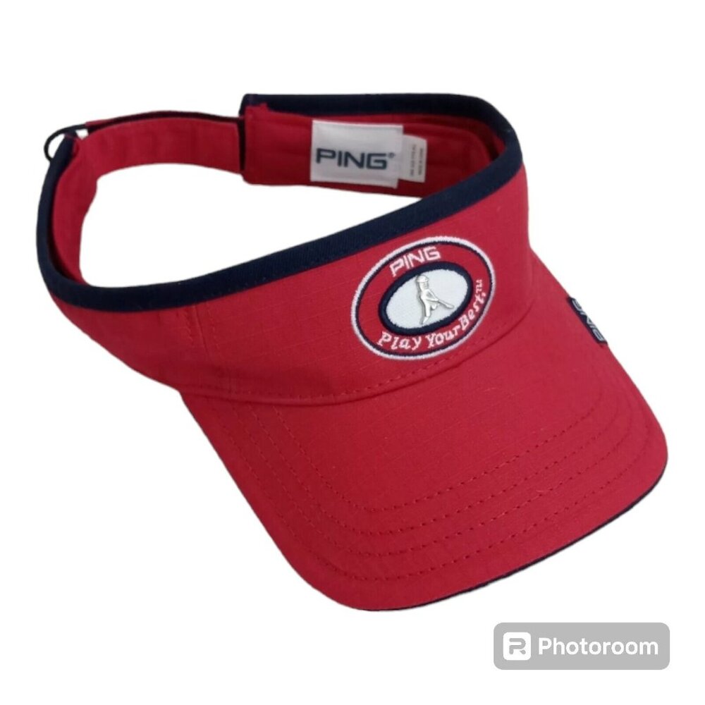 Ping Golf Visor Hat Logo Red Osfa Adjustable Stra… - image 1